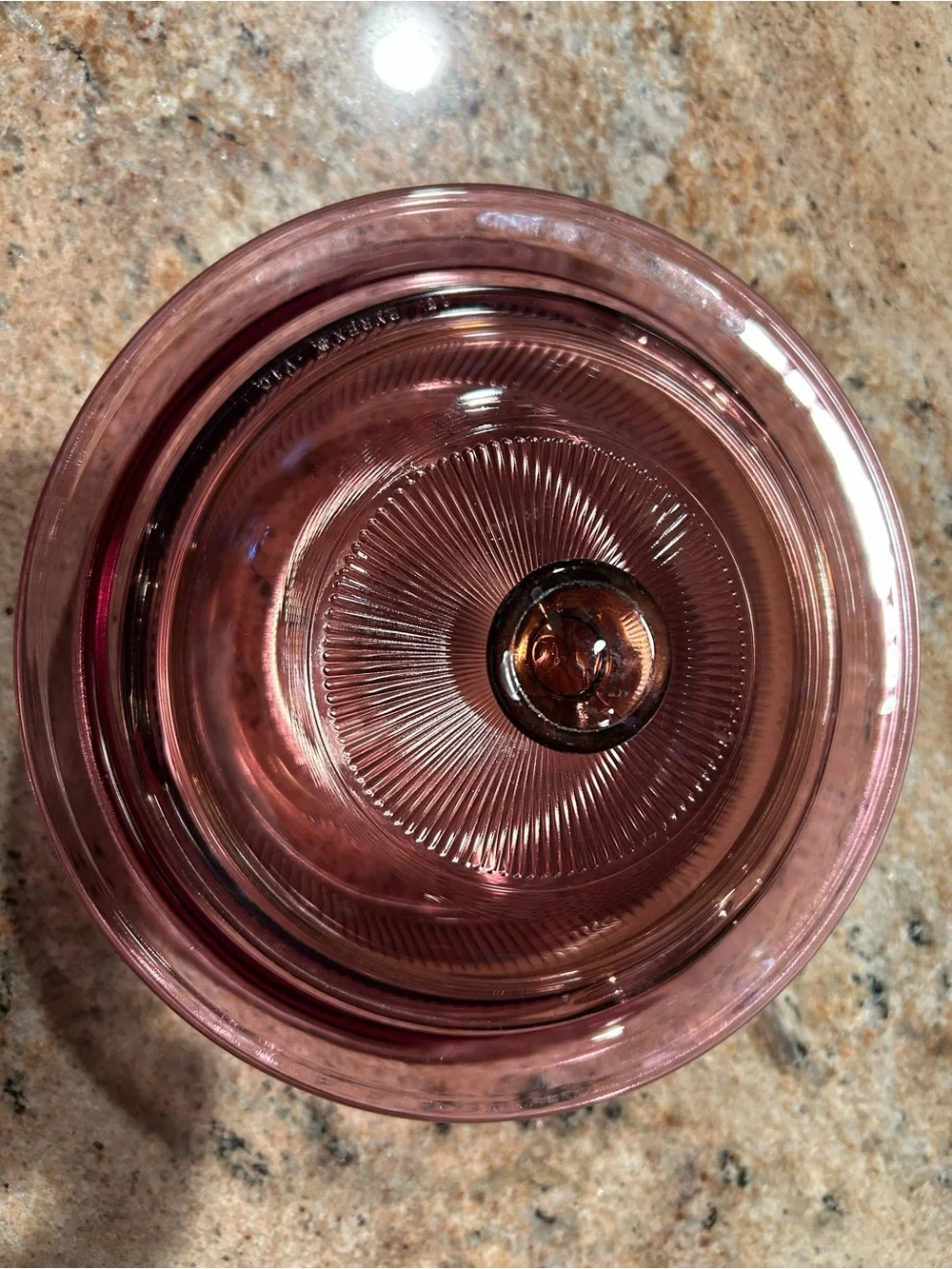 Corning Visions V-30-B Cranberry Ribbed Glass Ovenware 24oz. w/Pyrex Lid V-1-C